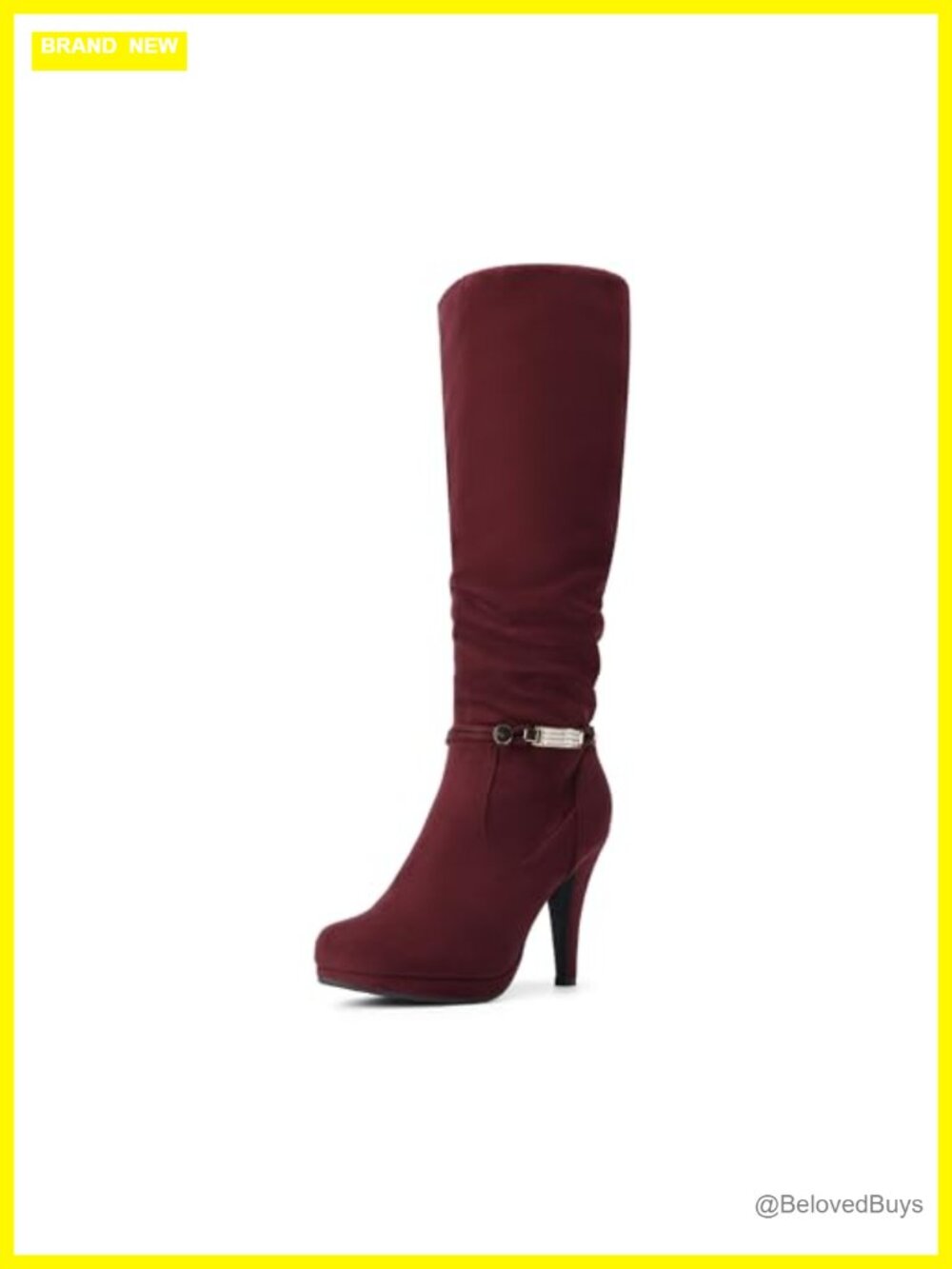 Women's Stiletto Platform Knee High Boots Faux Suede Fur Lined 4 Inch Heel